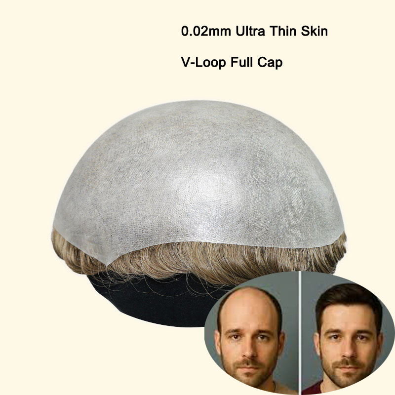0.02MM Ultra Thin Skin V-Loop Wholesale Men's Hair 
