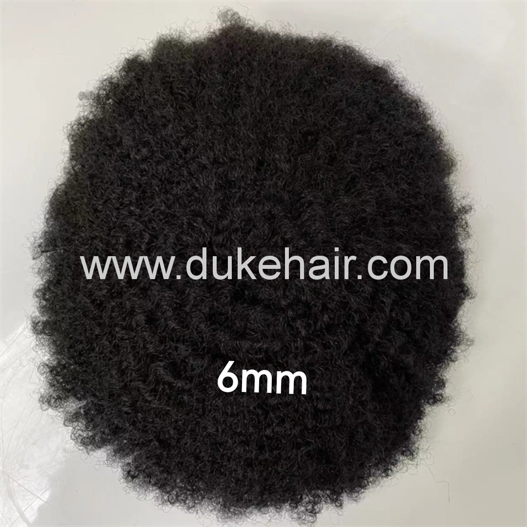 PU Afro Hair Toupee 6mmWave Curly For Men From Duke Hair Wholesale Manufature